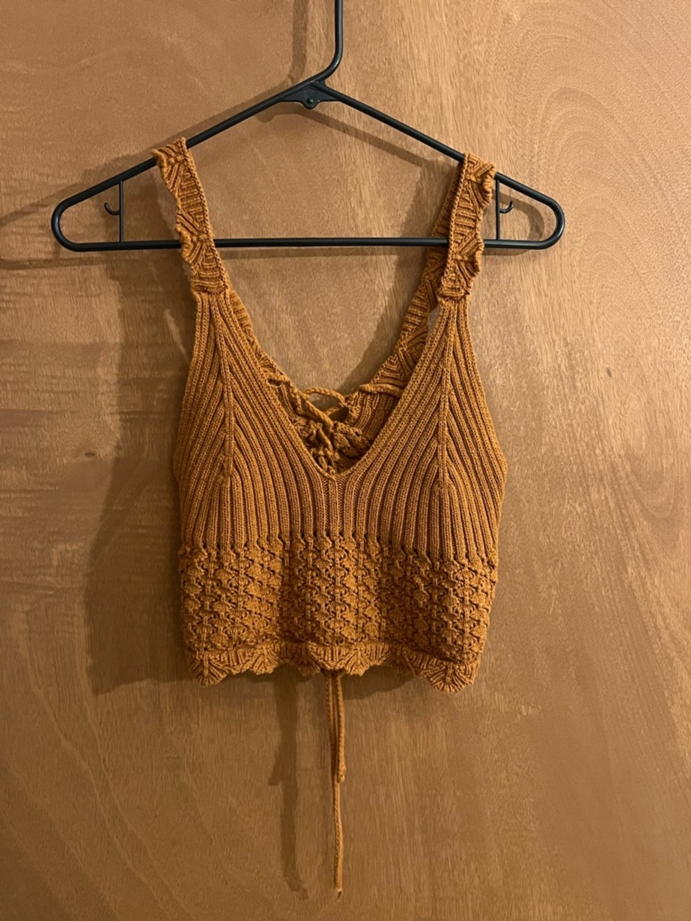 Forever 21 Rust Crochet Knit V-Neck Crop Top